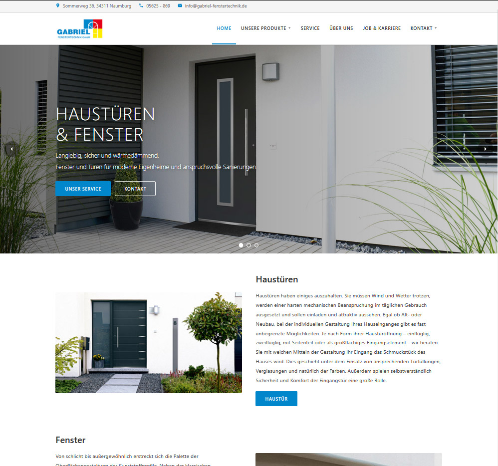 Webdesign und Webentwicklung für Gabriel Fenstertechnik GmbH von JPS WERBUNG