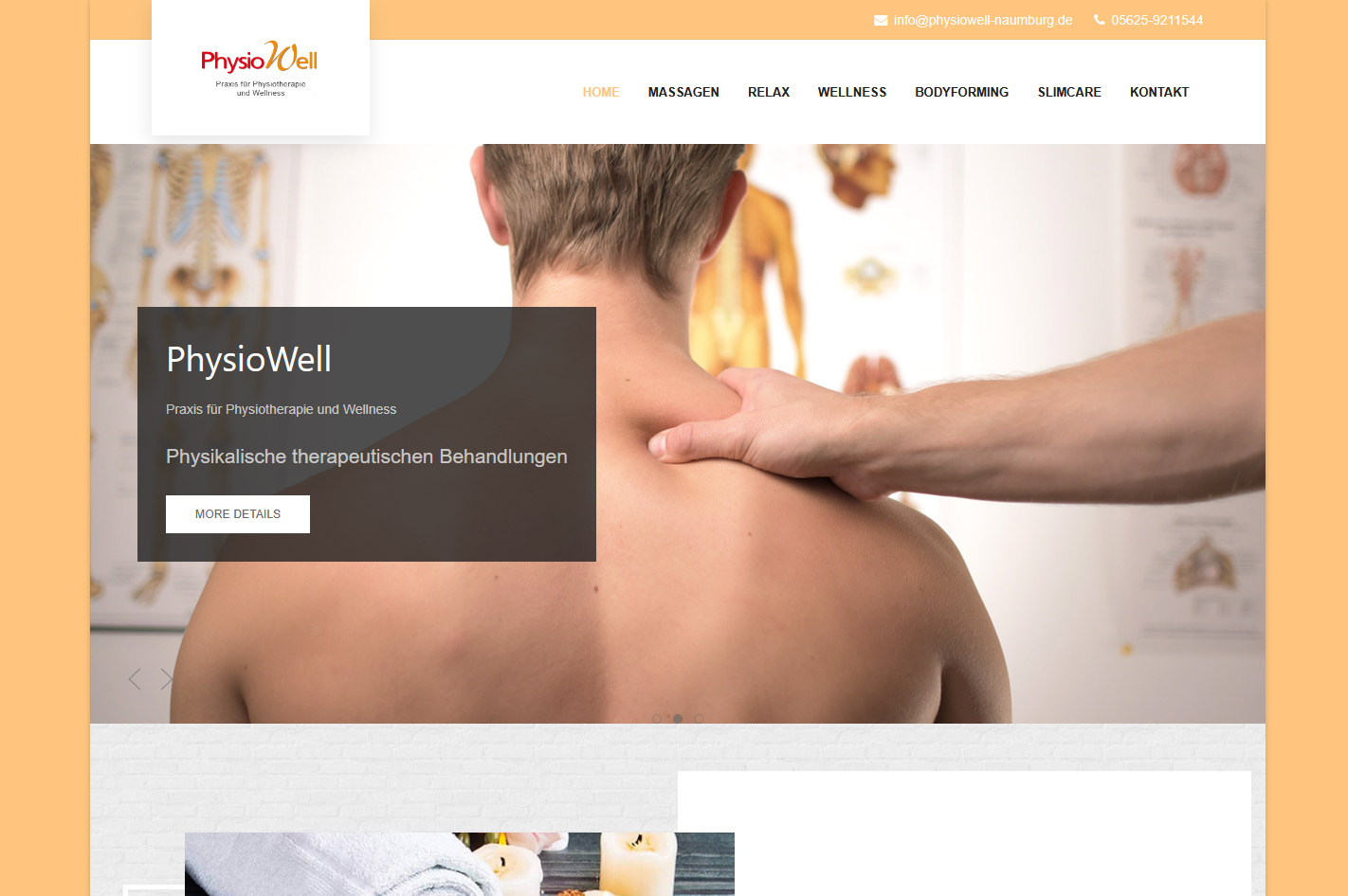 Webdesign und Webentwicklung für PhysioWell Naumburg von JPS WERBUNG